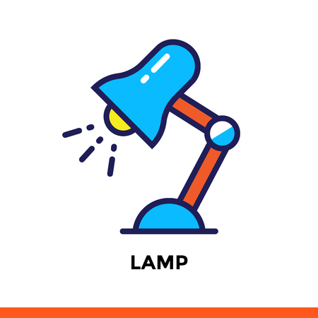 Linear LAMP icon for education. Pictogram in outline style.のイラスト素材