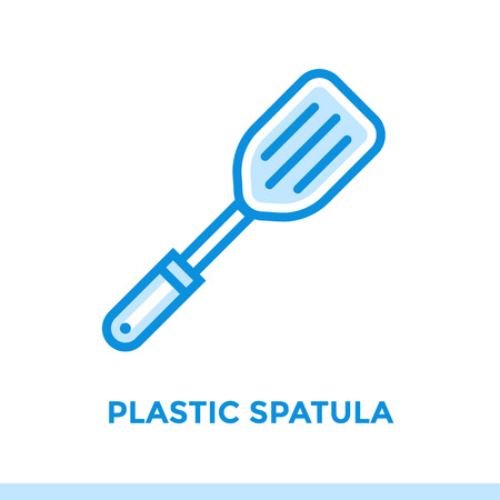 Outline icon PLASTIC SPATULA of bakery, cooking. Vector line icons suitable for info graphics, print media and interfacesのイラスト素材