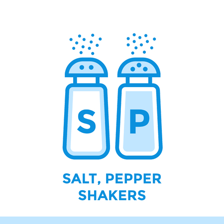 Linear icon SALT, PEPPER SHAKERS of bakery, cooking. Pictogram in outline style. Suitable for mobile apps, websites and presentationのイラスト素材