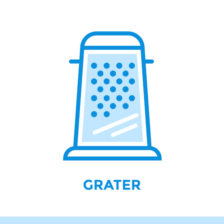 Linear icon GRATER of bakery, cooking. Pictogram in outline style. Suitable for mobile apps, websites and presentationのイラスト素材
