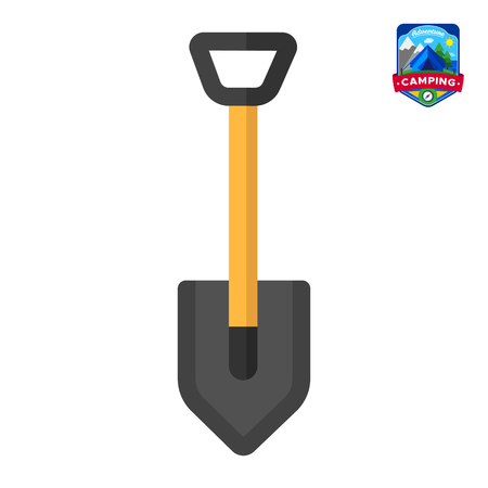 Camping summer Shovel icon. Outdoor camp tourism. Isolated vector illustration in cartoon styleのイラスト素材