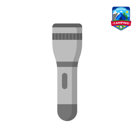 Camping summer Flashlight icon. Outdoor camp tourism. Isolated vector illustration in cartoon styleのイラスト素材