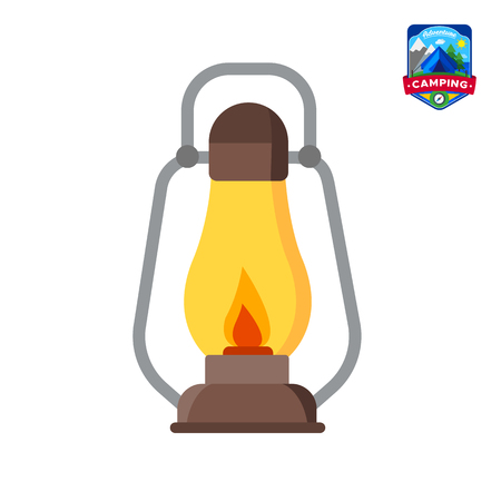 Camping summer Lantern icon. Outdoor camp tourism. Isolated vector illustration in cartoon styleのイラスト素材