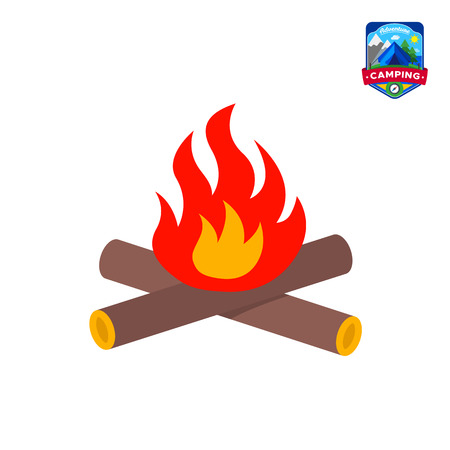 Camping summer Campfire icon. Outdoor camp tourism. Isolated vector illustration in cartoon styleのイラスト素材