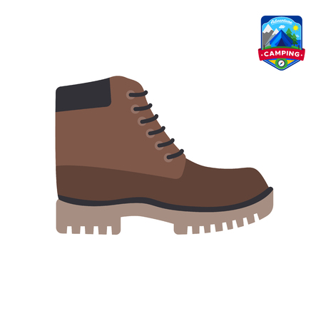 Camping summer tourist shoes icon. Outdoor camp tourism. Isolated vector illustration in cartoon styleのイラスト素材