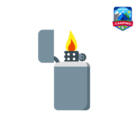 Camping summer Lighter icon. Outdoor camp tourism. Isolated vector illustration in cartoon styleのイラスト素材