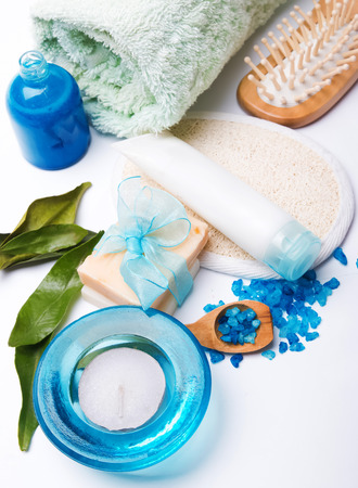 Blue colored spa cosmeticsの写真素材