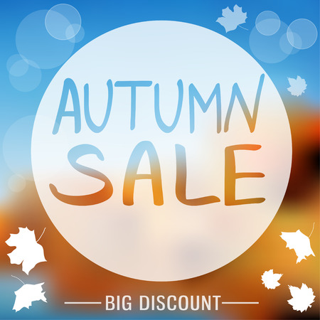 Autumn sale vector poster with blurred background and leavesのイラスト素材