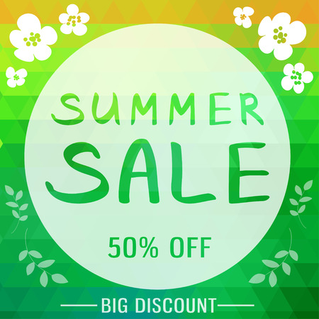 Abstract summer sale poster in brigh background with trianglesのイラスト素材