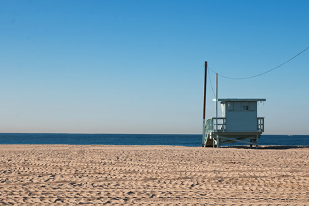 Lifeguard tower on the beach in a sunny dayの写真素材