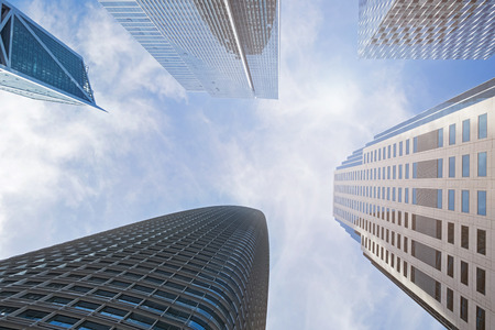 Tall modern skyscrapers over the blue skyの写真素材