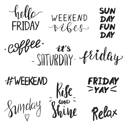 Set of inspirational quotes about weekend.のイラスト素材