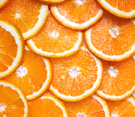 Orange slices top view.の写真素材