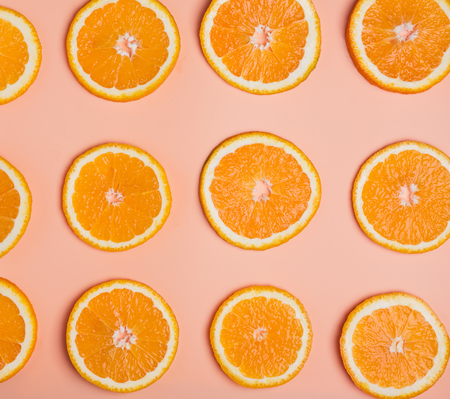 Orange slices top viewの写真素材