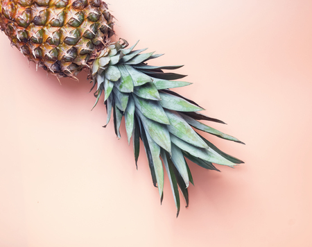 Pineapple on the pastel orange backgroundの写真素材