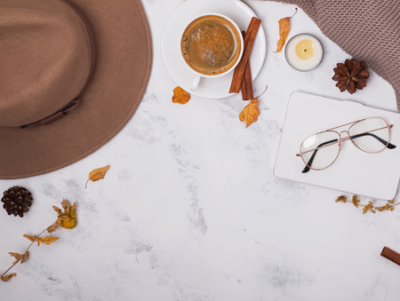 Autumn accessories flat layの写真素材