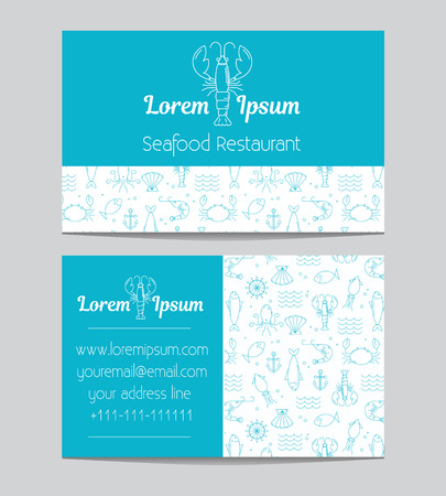 Sea food restaurant business card templatesのイラスト素材