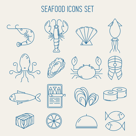 Set of sea food iconsのイラスト素材