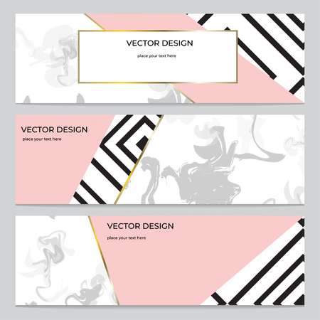 Set of modern design banners with marbleの写真素材