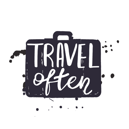 Template with vintage suitcase and hand lettering.の写真素材