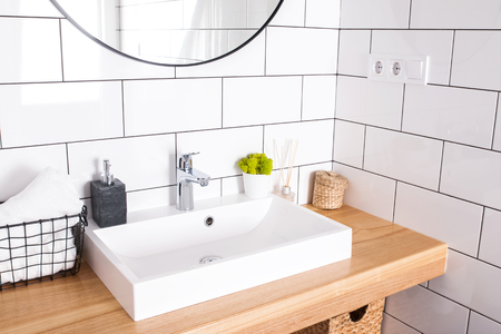 Modern bathroom interior in details.の写真素材