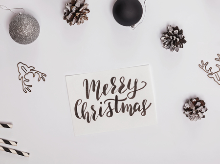 Modern Christmas decor on the white background.の写真素材