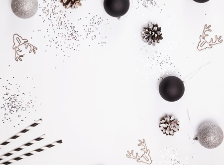 Modern Christmas decor on the white background.の写真素材