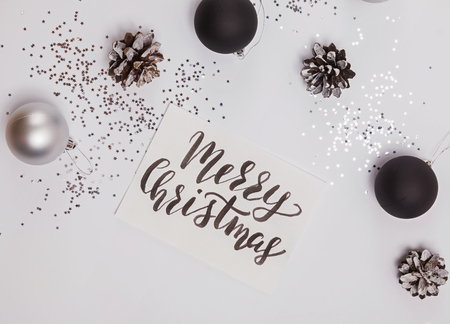 Modern Christmas decor on the white background.の写真素材