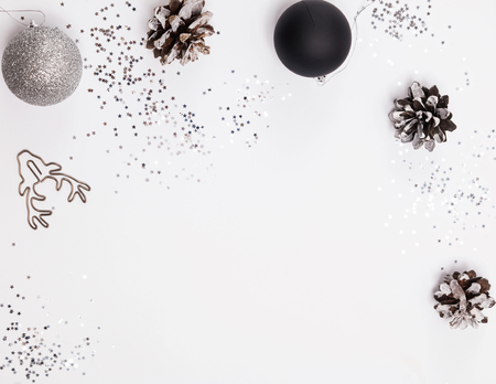 Modern Christmas decor on the white background.の写真素材
