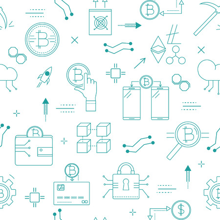 Seamless pattern with crypto curency related elements.のイラスト素材