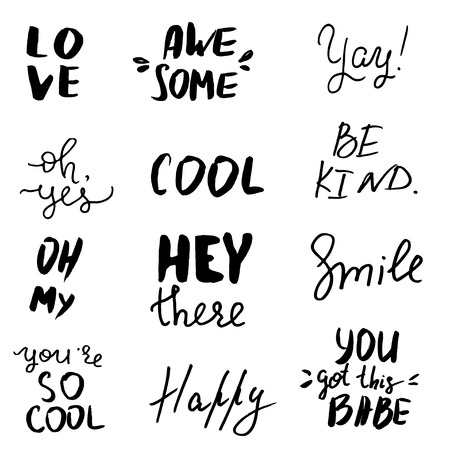 Set of hand lettered motivational quotes. Cute inspiration typography.のイラスト素材