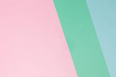 Abstract modern geometric background with pastel pink and mint colors.の写真素材
