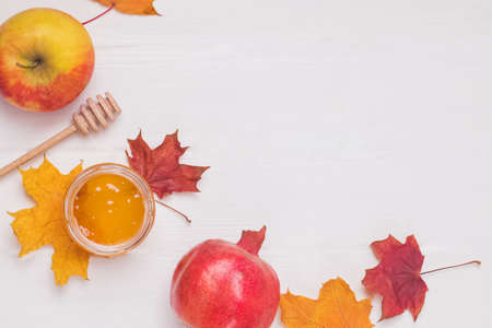 Autumn harvest composition on white tableの写真素材