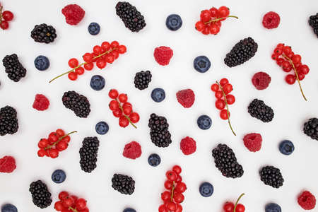 Fresh summer pattern with berries on whiteの写真素材