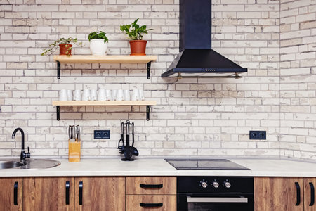 Spacious kitchen in rustic style