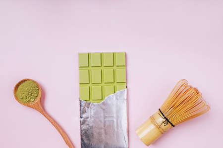 Milk chocolate with matcha green tea flavorの写真素材