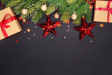 Christmas decor on black background