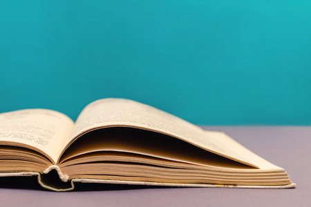Open Book with blurred pages close-up. Learning concept