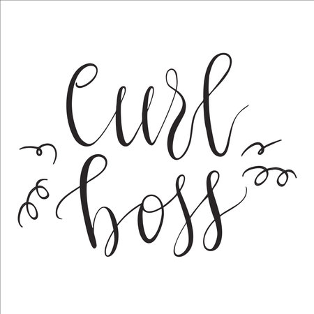 Curl boss hand lettering quote, curly girl method. Vector illustrationのイラスト素材