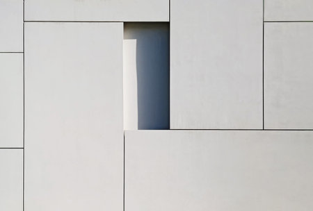 White building exterior, minimal geometric architecture, minimalist abstract wall