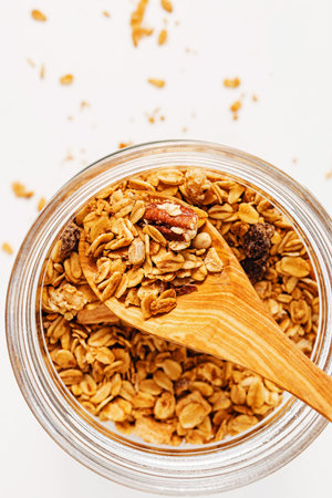 Granola in the jar close-up