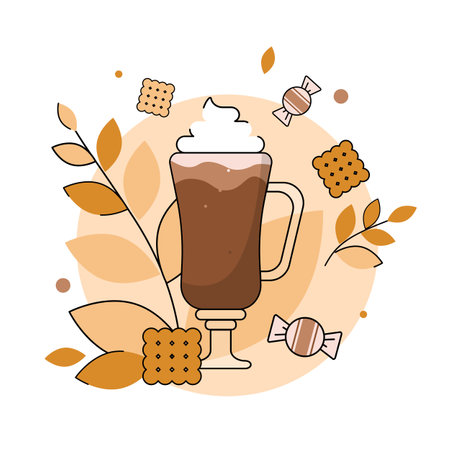 Autumn latte applique for cards, banners, posters, cafe, t-shirt printingのイラスト素材