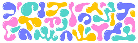 Liquid abstract organic blob shapes in modern style. Wavy elements bubbles and drops. Vector...