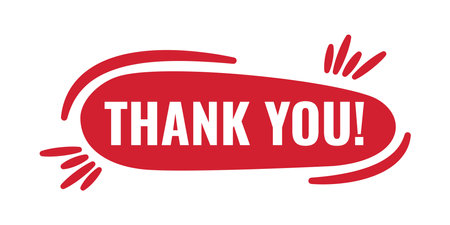 Thank You phrase, Talk bubble frame. Red and white lettering on Speech Bubble. Dialog box, cloud with text of Thank you for print on t shirt, card, poster, mug, bag. Vector illustrationのイラスト素材