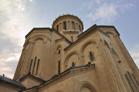 The Tbilisi Holy Trinity Cathedral commonly known as Sameba is the main Georgian Orthodox Christian cathedral, located in Tbilisi, the capital of Georgia.の写真素材