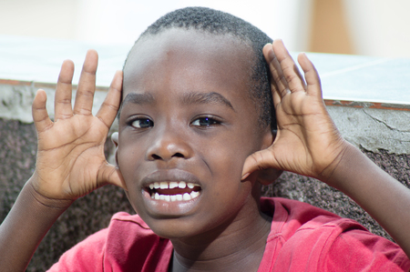 This frightened child, apologize ? son parent.の写真素材