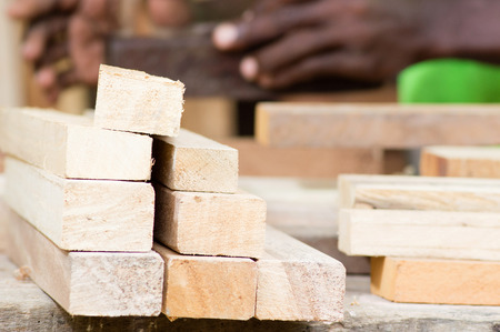 The joiner planed boards and places em on Each Other.の写真素材