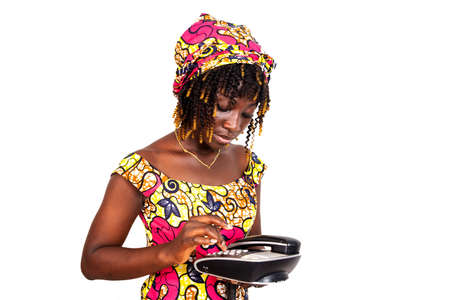 woman dial number on mobile phone.の写真素材