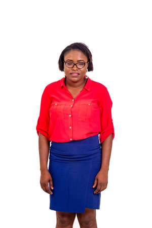 portrait of a serious young businesswoman wearing optical glasses while looking at the camera.の写真素材