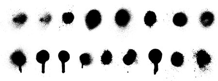 A collection of spray paint brush, splatter patterns, texture, ink drop, watercolor. Isolated background - EPS vector graphic resource.のイラスト素材